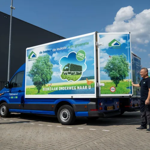 2 mannen bij een elektrisch vrachtwagentje